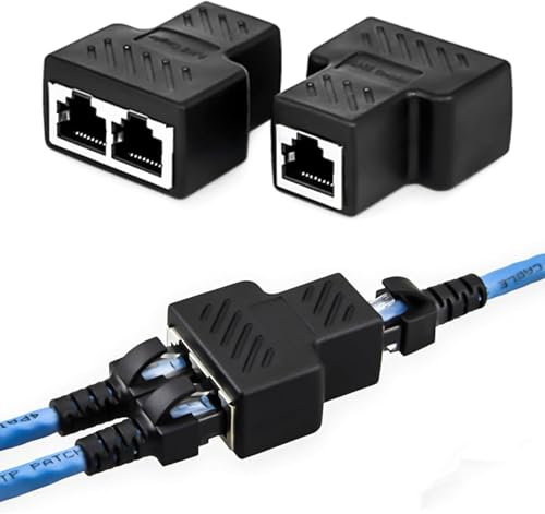 TECHZOCO Adaptador Divisor RJ45, Duplicador Ethernet Cat 5/6/7, Splitter 8P8C hasta 100 Mbps - 1 Unidad