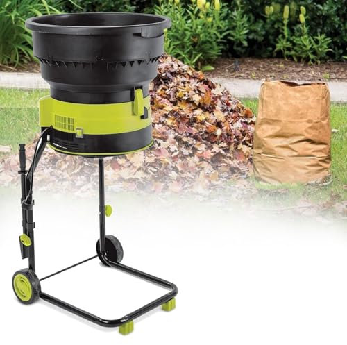 Trituradora de hojas eléctrica con cable,trituradora de jardín portátil sin cuchillas con ruedas,trituradoras y astilladoras de 8000 rpm con bolsa recolectora,40mPowerCord