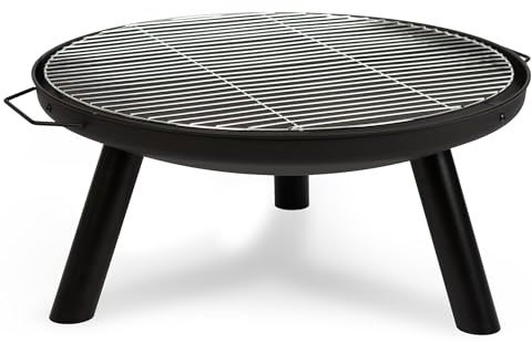 Berdsen Eldskål med rost 60 cm eldstad utomhus eldkorg trädgård rostfritt stål pulverlackerad svart
