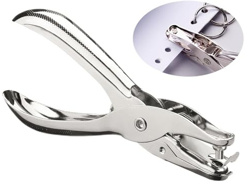 Single Hole Punch for Crafts,3mm Metal Alloy Paper Mini Small One Hole Puncher Punch Single,Cardboard Circle Handheld Grip Multipurpose Portable Tool for Many Hobby Craft Scrapbooking Card Tags,Silver