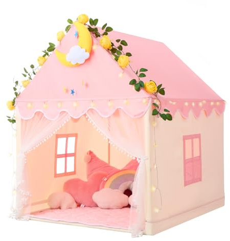 Wilwolfer Kids Tent with Mat: Girls Play Tent - Kids Tents Indoor & Outdoor, Princess Castle Tent, Toddlers Playhouse, Toy House