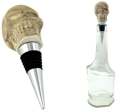 Wooden World - Tappo per Bottiglia a Forma di Teschio, Tappo in Ceramica per Vino e Bevande, Decorativo e Riutilizzabile, Ideale per Halloween, Feste, casa o Come Regalo