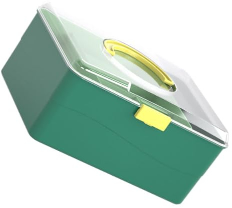 PLAFOPE Caja de Emergencia Portátil para Medicamentos Plástico Resistente Tamaño Mediano Color Verde 1 Unidad Estuche Organizador Adecuado para Uso Doméstico y Actividades al Aire