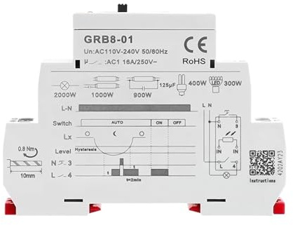 GRB8-01/02 Din Rail Twilight Switch Photoelectric Timer Light Sensor Relay AC110V-240V Auto(GRB8-01 AC110-240V)