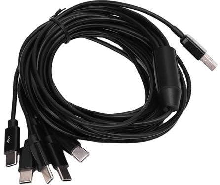 Ejoyous 6 i 1 Kabel Av Typ C, ABS USB Till Typ C Multiladdkabel 4,9 Fot, Ladda 6 Enheter Samtidigt, 1 Dataport Plus 5 Laddningsportar för Telefoner Surfplattor Resor Hemmakontor