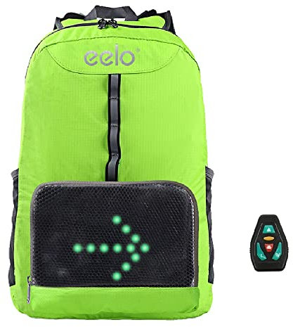 eelo Cyglo Bike Indicator Light Cycling Backpack for Full Visibility and Awareness. Safety Back Pack with Rear LED Signal Display (Green)