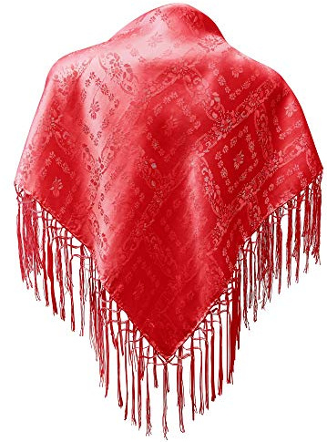 Panno di seta Dirndl, 75 x 75 cm, 100% seta frange per costume tradizionale bavarese, con frange, di ottima qualità, rosso chiaro