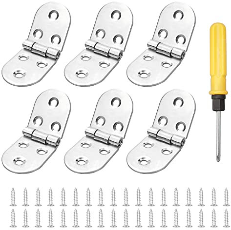 YEYIT 6 cerniere pieghevoli in acciaio inox, con bordo arrotondato a 270 gradi, cerniere per vassoio, con cacciavite, per armadietti, armadi e cassetti