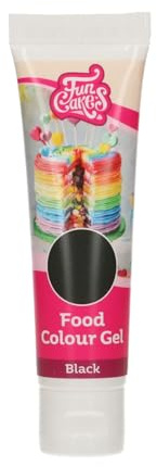 FunCakes Food Colour Gel Noir: Colorant Alimentaire Gel Concentré pour le Fondant, la Pâte d'Amande, la Crème. Dosage Simple et Facile. Créer des Couleurs Vives. Halal. 30 g