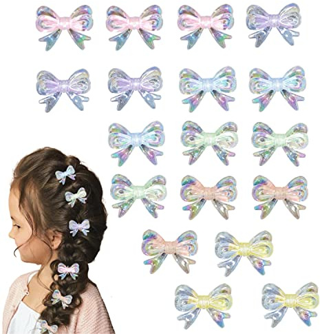 WUBAYI Lot de 18 barrettes à cheveux en forme de papillon - Pour enfants - Paillettes - Mini pinces à cheveux tressées mignonnes et mignonnes - Cartes de cheveux - Pour bébé fille et femme