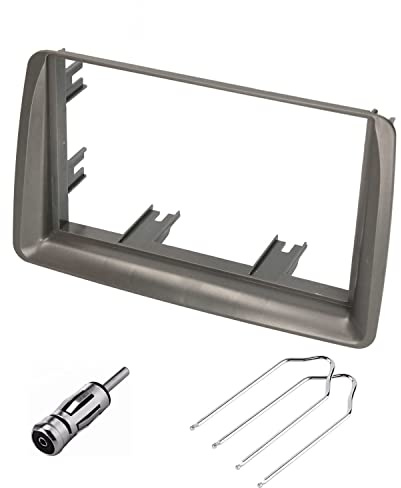 Audioproject A408-10 - Façade d'autoradio 2 DIN - Compatible avec Fiat Panda (169) 2003-2012 - Cadre de montage - Adaptateur d'antenne - Outil de déverrouillage - Gris