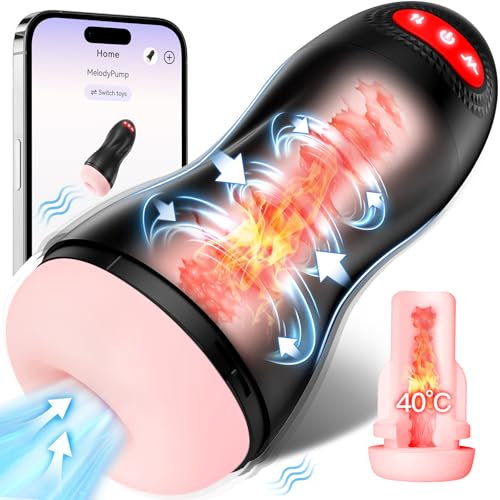 Sex Spielzeug für die Männer Elektrischer Masturbator Cup Masturbieren für Männer mit 10 Vibrationsmodi 9 Saugmodi Heizfunktion APP Oral Taschenmuschi Vibrator Masturbatoren Penis Sexspielzeug Sextoy