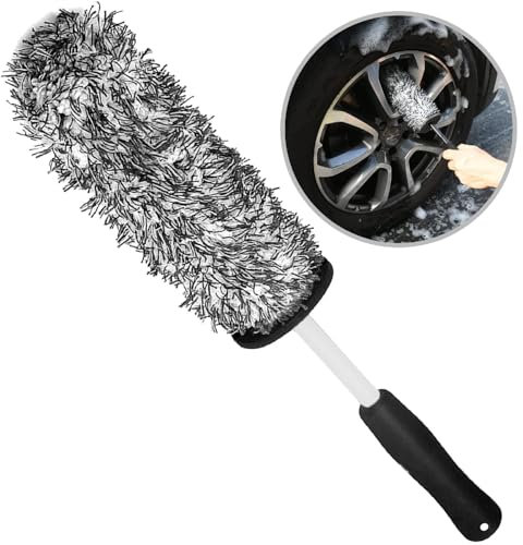 Kiuiom Spazzola per Cerchioni Auto,Spazzola per Cerchioni in Microfibra,Spazzola Pulisci Cerchioni Auto,Cura Ottimale dei Cerchioni Senza Graffi per Pulizia per Tutti I Tipi di Cerchioni
