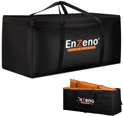 Enzeno Garden Furniture Cushion Storage Bag, 420D Oxford Fabric, Anti-UV Christmas Tree Storage Bag with Carry Handle and Zipper (200x60x75cm), Black