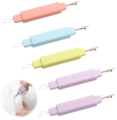 WOKICOR 2 in 1 Needle Threader Seam Ripper, 5 Stück Aktualisierung Einfädel und Nadeleinfädler Nahttrenner, Einfädelhilfe für Nähnadeln, Automatischer Einfädler Nadel Threading Tool für Handnähen