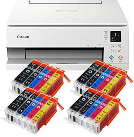 IC-Office TS6351a Farbtintenstrahl-Multifunktionsgerät All-in-One 3-in-1 (Drucker, Scanner, Kopierer, USB, WLAN, Apple AirPrint) Weiß + 20 XXL Tintenpatronen