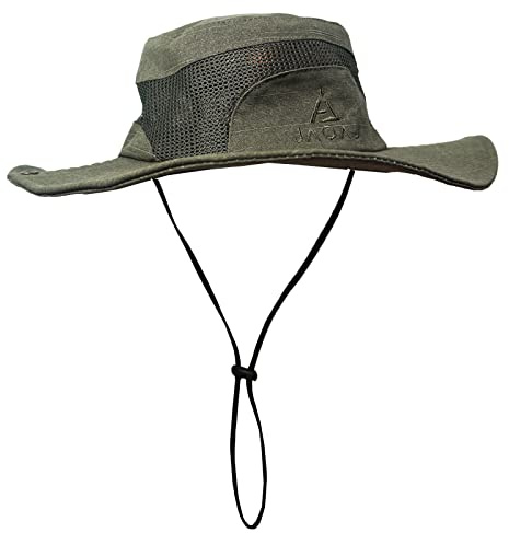 Sombrero de Pesca Hombre Transpirable Sombrero para El Sol Safari con Protección UV Gorro Pescador Plegable ala Ancha Correa de Barbilla