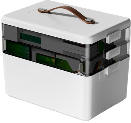 Tarange 3-Stöckige Medikamentenbox, Medikamenten Aufbewahrung Medizinbox, Medikamenten Organizer, Tragbar Medikamentenbox Aufbewahrung, Große Hausapotheke Für Haushalt Und Reisen