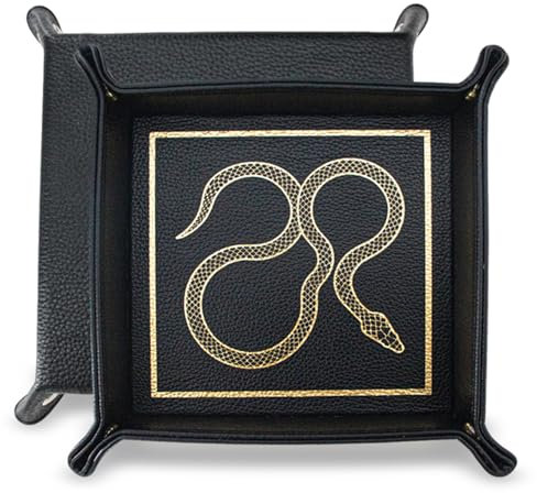 boshiho Taschenleerer echtes Leder Schwarz - Valet Tray Praktische Aufbewahrungsbox für Key Bedside Tiny Coin Cash Box