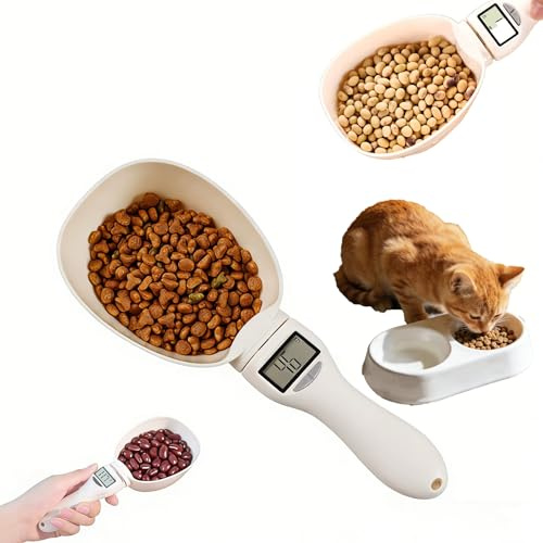 Cuillere Balance,Mesure-rations Pour Chiens,800g Balance Intelligente Pour Aliments Electrónica Escala De Cuchara De Comida Con Pantalla Lcd Para Comida Perros Gatos, Harina, Especias (Blanc)