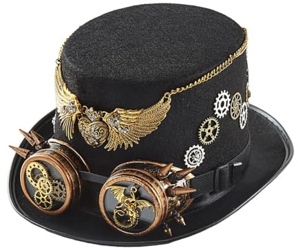 Steampunk-Hatt Med Goggles Lättviktig Unisex Gotisk Huvudbonad Med | Halloween Steampunk Cylinderhatt För Kvinnor, Män, Tonåringar, Festliga Fester, Maskeradbaler, Karnevaler, Cospla