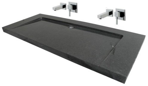 Waschbecken aus Naturstein, Granit, Model Bern Doppelwaschbecken,anthrazit