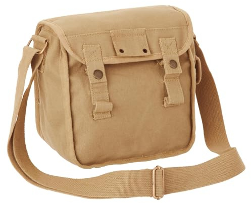 Canvas Shoulder Bag Crossbody Side Cotton Messenger Sack Retro Vintage Army Style Utility Webbing Tool Haversack - Beige