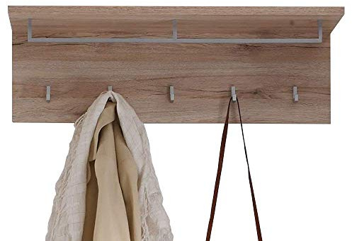 trendteam smart living – Malea – garderobspanel – Ek San Remo – väggbräda för garderoben – 5 klädkrokar, 1 klädstång – (B x H x D) 88 x 29 x 27 cm – med hatthylla