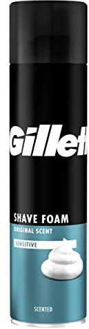 Gillette Classic Espuma de Afeitar Hombre para Pieles Sensibles, Protege contra la Irritación del Afeitado, 300 ml