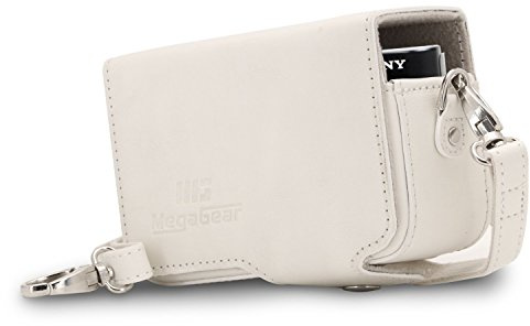 MegaGear MG1418 Sony Cyber-shot DSC-HX99, DSC-HX95, DSC-HX90V, DSC-HX80, DSC-WX500 Leder Kameratasche mit Trageriemen - Weiß