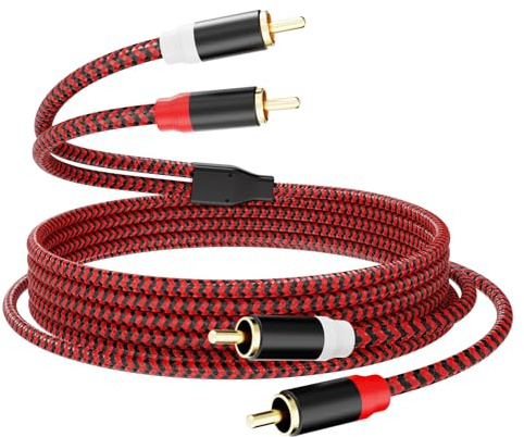 RCA Cable 12Ft,2Rca Male to 2-Rca Male Audio Stereo Subwoofer Cable [Hi-Fi Sound] Nylon-Braided Auxiliary Audio Cord for Home Theater, HDTV, Amplifiers, Hi-Fi Systems,Speakers and etc(12Ft/4M)
