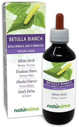 Betulla bianca (Betula pendula, alba o verrucosa) foglie Tintura Madre analcoolica Naturalma - Estratto liquido gocce 200 ml - Integratore alimentare - Vegano
