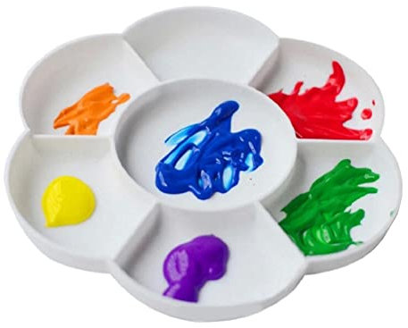 2 StüCk Mischpalette in Blumenform in Kunststoff,Mit 7 FarbnäPfen,für Aquarell- U Acrylfarben Durchmesser Ca. 17 cm Kinder Malpalette