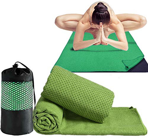 zhppac Yogatuch rutschfest Yogatuch Matte Handtuch für die Übung Rutschfestes Yogatuch Yogamatte Schweißtuch Heißes Yoga Handtuch Green,-