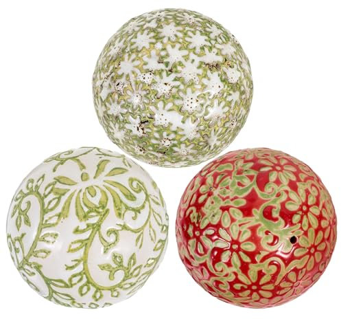 Garneck 3Pcs Ceramics Spherical Ball, Decorative Porcelain Balls Ceramic Decorative Ball Filler Centerpiece Mosaic Sphere Vase Filler Floating Accent Ball for Bowl Vase Basket Fish Tank Decor