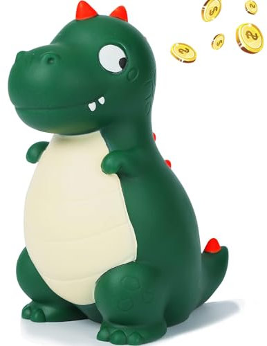 Cartoon Dinosaur Piggy Bank - Fall-Proof Children's Toy, Unique Birthday Gift for Kids (Dark Green)