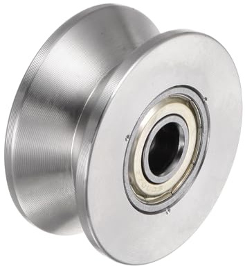 sourcing map 1Pcs Rueda de Pista con Ranura en V, Rodillos de Doble Cojinete de Acero Inoxidable 201 de 1.89 para Pista Invertida, Máquinas Industriales, Puertas Corredizas