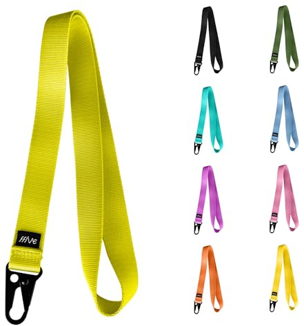 FFIVE - Cordon en nylon véritable - Porte-clés, téléphone portable, carte d'identité, portefeuille renforcé, fluo, Taille Unique