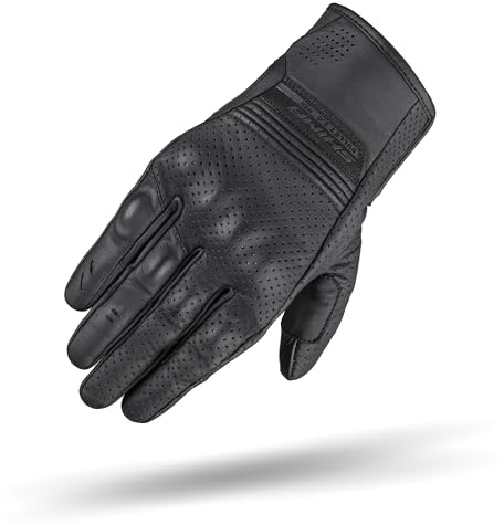 SHIMA Bullet Motorrad Handschuhe Herren Leder Kurze Sommer Motorradhandschuhe Schutz Touchscreen Stadt Lederhandschuhe Motorcycle Belüftet Verstärkt Perforiertes Leicht (Männer, Schwarz, XXL)