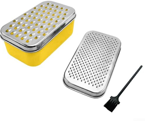 SPORTARC Cheese Grater Compact Cheese Grater with Stainless Steel Flakes and PP Storage Container for Kitchen Use(Yellow)