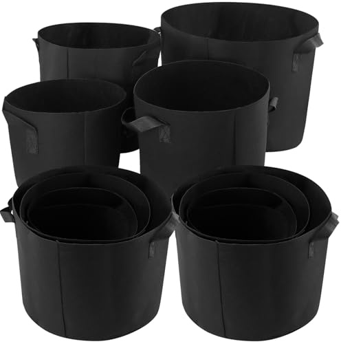 CHUIFAI 12 macetas de Tela no Tejida, 37 l, 27 l, 20 l, 11 l, Juego de macetas de Tela, Diferentes tamaños, Bolsas para Plantas de jardín, macetas de Cultivo para Patatas, Tomates, Verduras, Hierbas