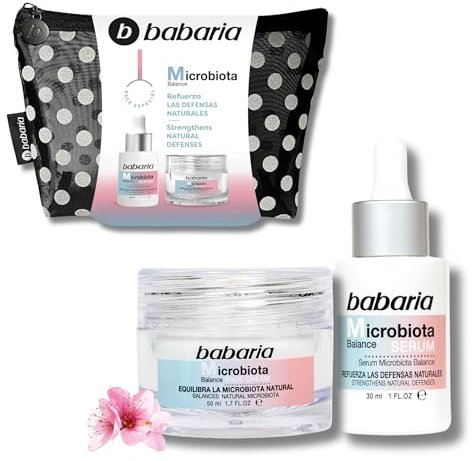 Babaria - Pack Regalo Mujer Microbiota con Sérum y Crema Facial | Función Barrera | Prebióticos y Ácido Hialurónico | Equilibra e Hidrata | Antiedad y Antiacné - 30 ml + 50 ml