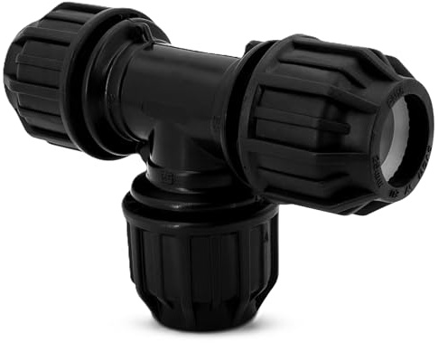 H2O-Flex® PP Fitting 25mm x 25mm x 25mm T-Stück Klemmverbinder mit DVGW Trinkwasserzulassung Verschraubung mit 25mm T Verteiler für PE Rohr Klemmfitting Adapter Kupplung