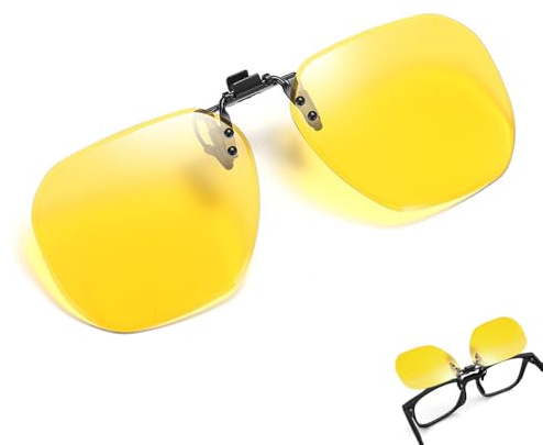 Wnddle Clip Polarisé Unisexe Sur des Lunettes de Soleil, Clip Lunettes Conduite de Nuit Polarisées, Relevable et Ultra léger, pour Hommes Femmes pour la Conduite et Les Activités de Plein air (Jaune)