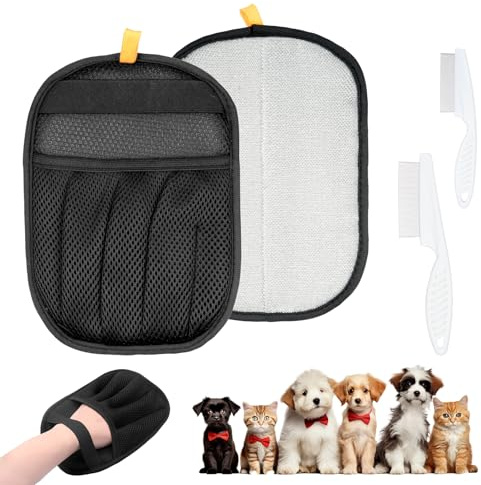 1 PcsGant Anti Poils Animaux, Gant Poils Animaux, Gants Magnétiques en FourrureGant Antistatique Poil Animauxes, gGant Poil Chats Chiens, Gants Antistatique pour Animaux, avec 2 brosses à fourrure