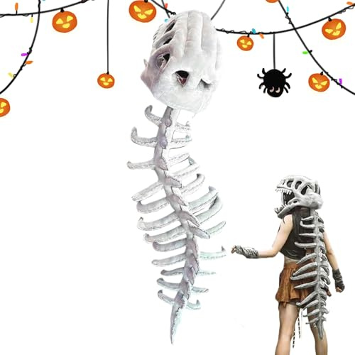 Costume di dinosauro, skeleton di dinosauro di Halloween colonna vertebrale, lussuoso design leggero, abbigliamento comodo, esibizioni per le vacanze di compleanno in maschera Carnivali, adulto 45,67