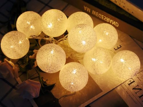 Kellegour LED Catena Luminosa a Sfere di Cotone,Catena Luminosa per Cameretta dei Bambini,Lucine Led Decorative a Batuffolo di Cotone Bianco per Festa,Decorazioni natalizie,Matrimonio,Camerette