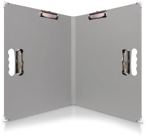 18x24 Clipboard - Foldable 18x24 File Folder & Drawing Board - Folds to 11x17 Clipboard, 4 Clips, Corner Protectors, Portable Art Portfolio, Architecture Folder, 11x17 Binder, Portfolio Binder (Gray)