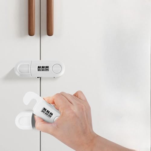 Serratura per anta dell'armadio con combinazione di password, sicurezza per bambini e protezione antipizzicamento, compatibile con armadi e frigoriferi, porte a schermo piatto (bianco)