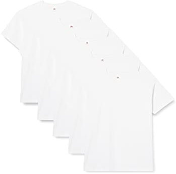 Fruit of the Loom Herren Super Premium Short Sleeve T-Shirt, weiß, L (5er Pack)